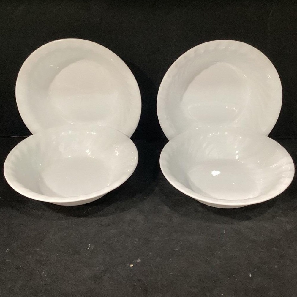 Corelle Enhancements White Swirl Cereal Soup Salad Bowls 7 ¼" Set Of 4